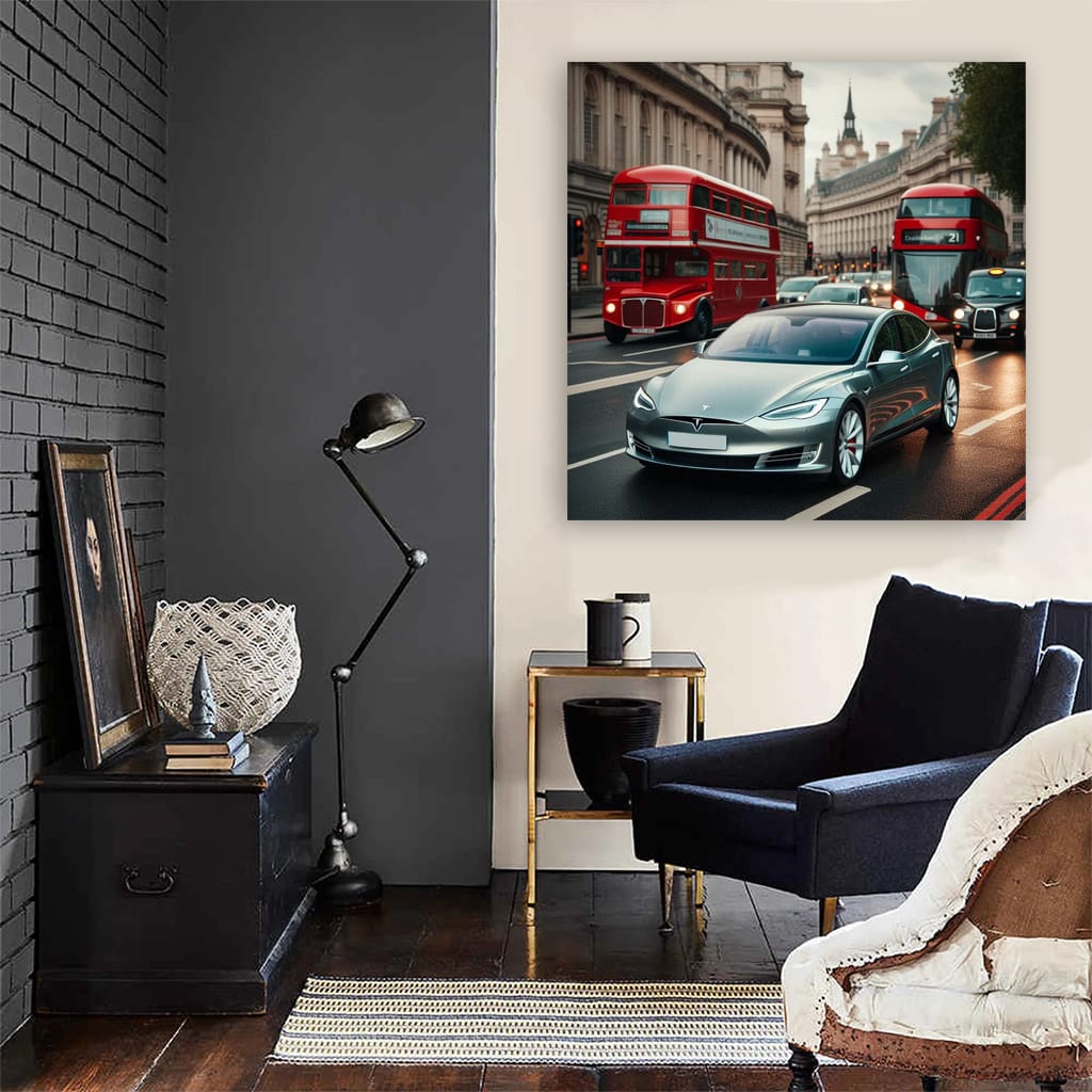 Tesla Model S Lond Wall Art