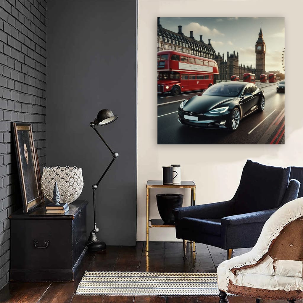 Tesla Model S London Wall Art