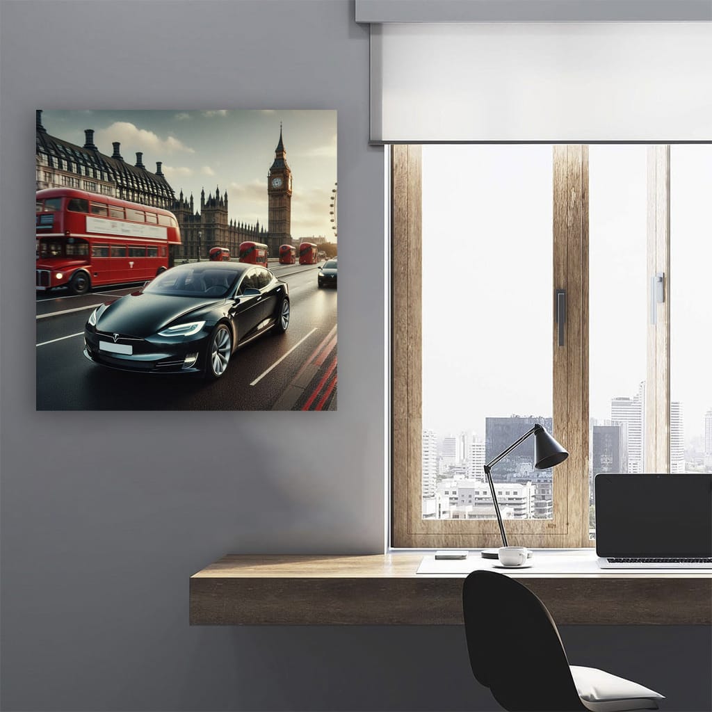 Tesla Model S London Wall Art