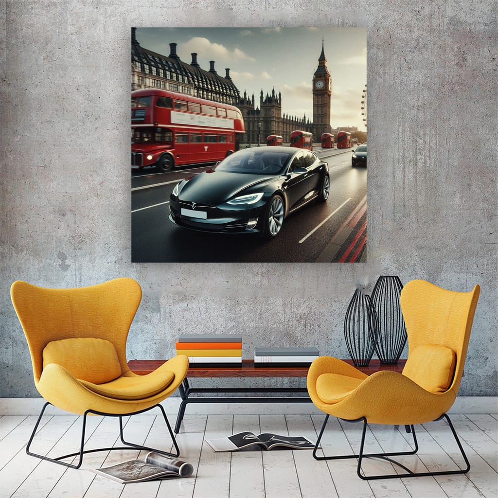 Tesla Model S London Wall Art