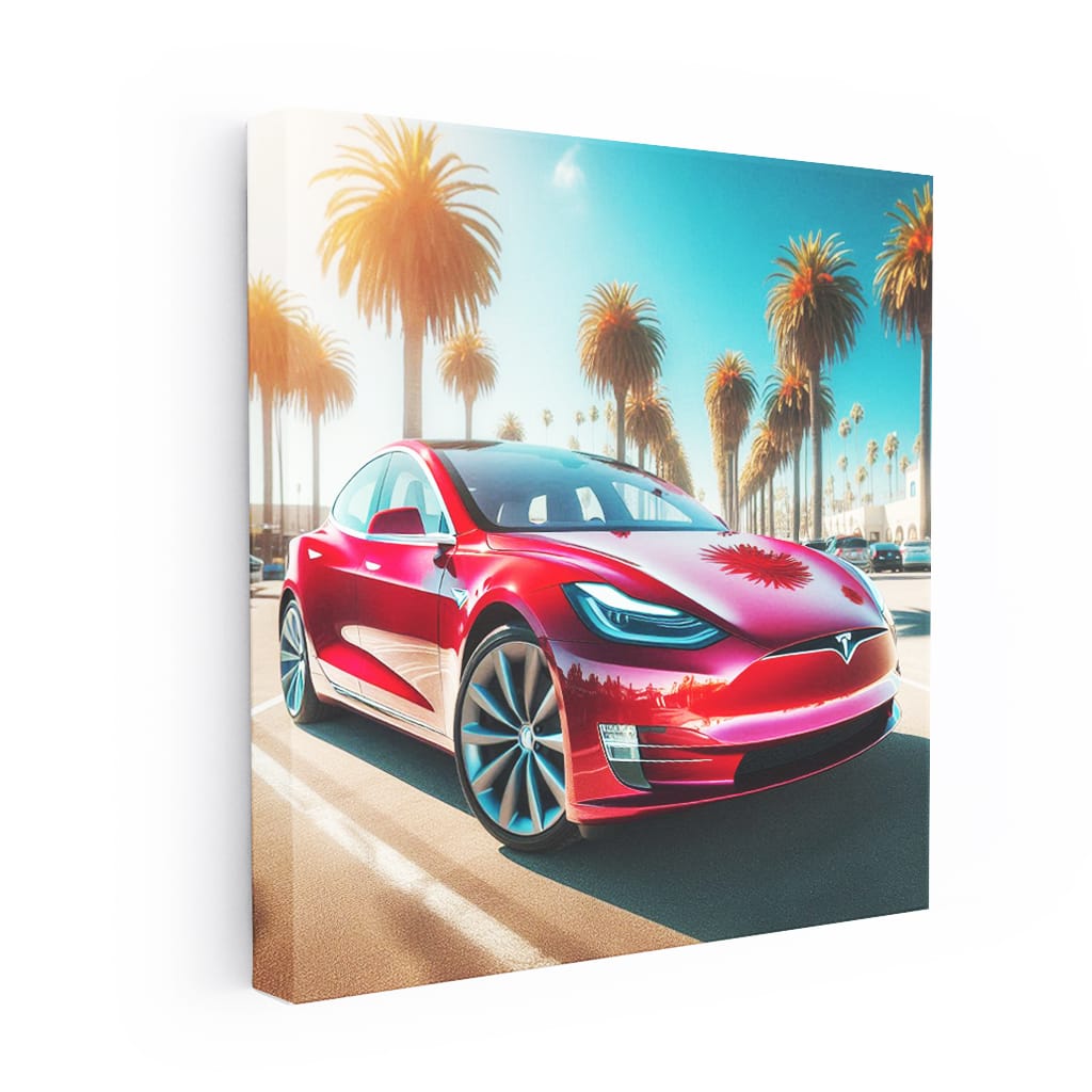 Tesla Model Sunny Weather Wall Art