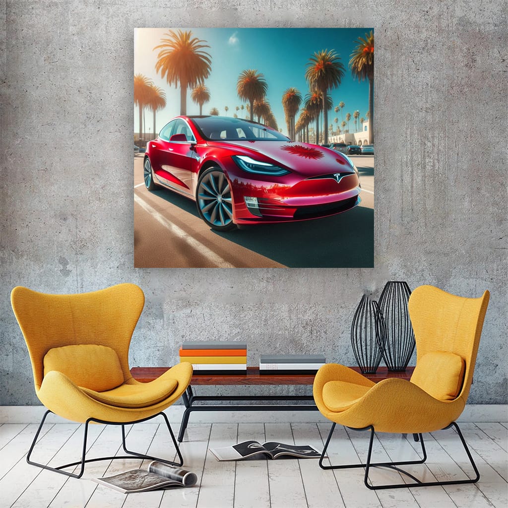Tesla Model in Sunny Weather - Futuristic Elegance
