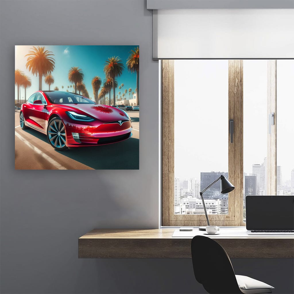 Tesla Model Sunny Weather Wall Art