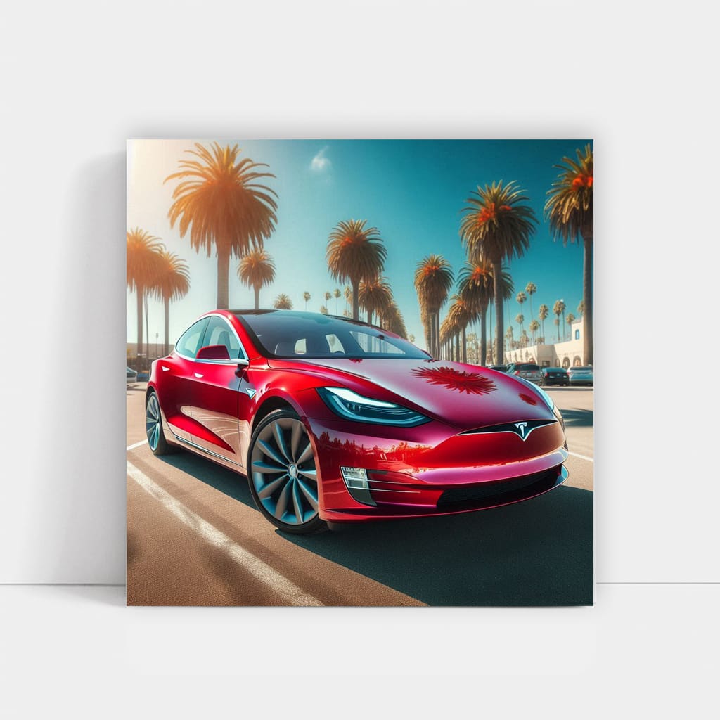 Tesla Model Sunny Weather Wall Art