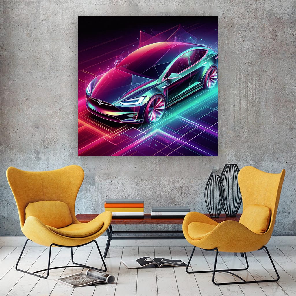 Tesla Model X Absctra Wall Art