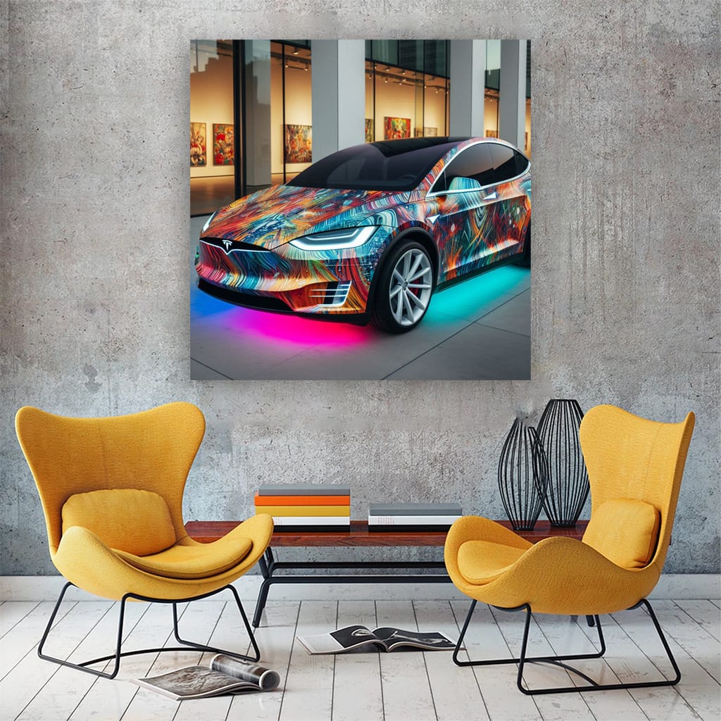 Tesla Model X Absctract Wall Art