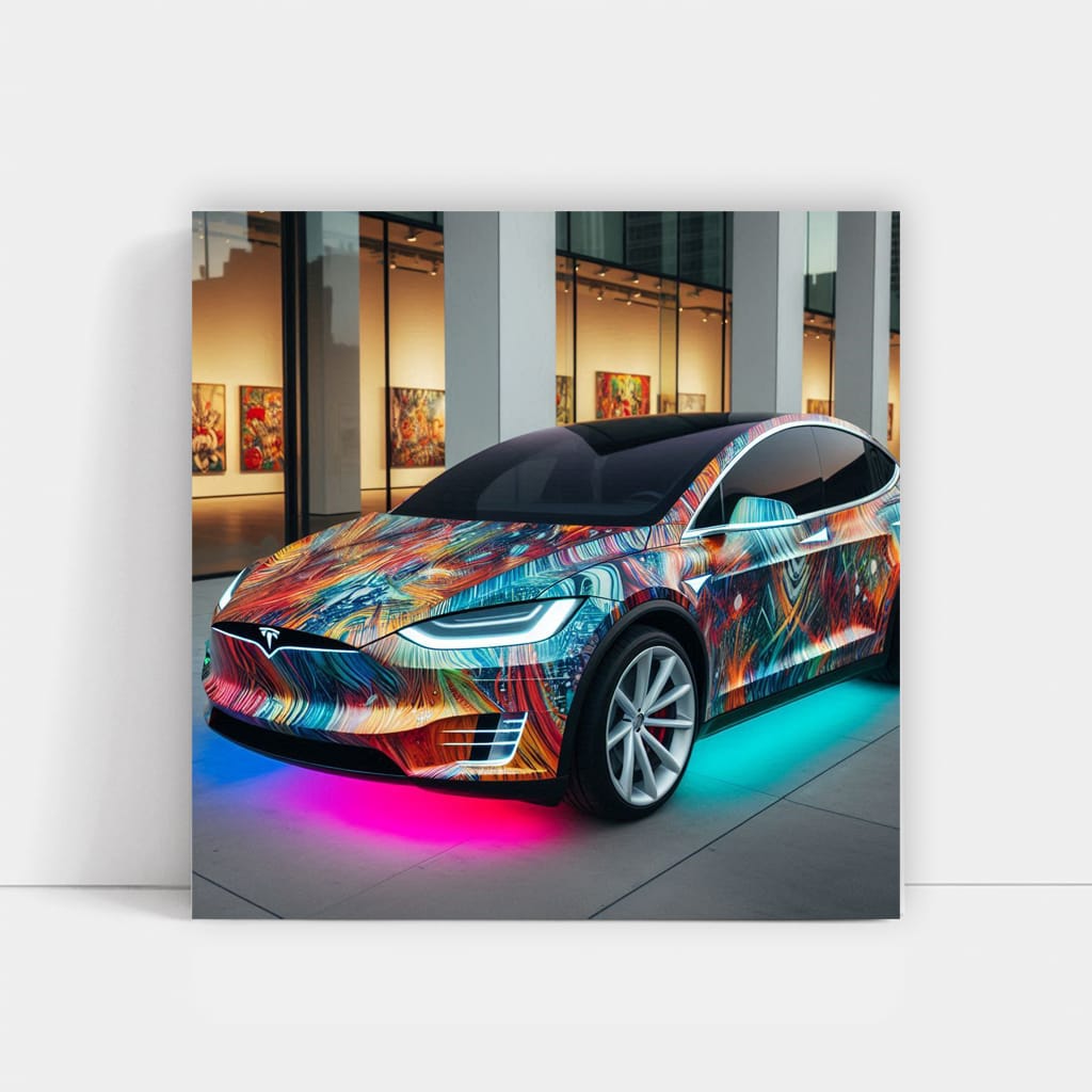 Tesla Model X Absctract Wall Art