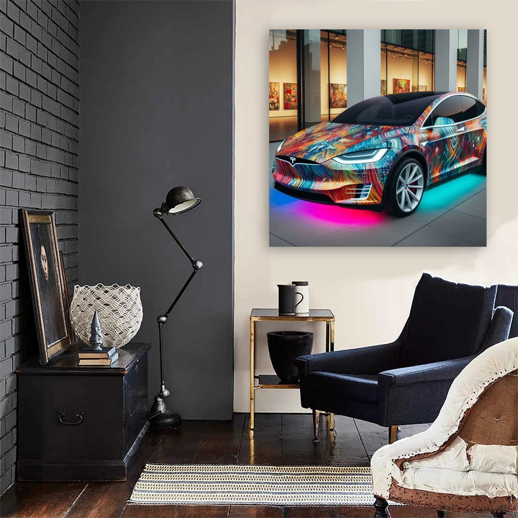 Tesla Model X Absctract Wall Art