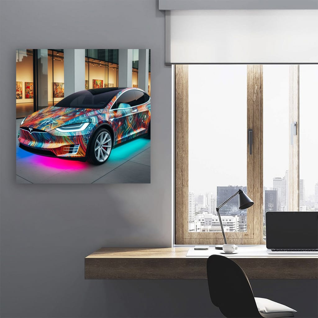 Tesla Model X Absctract Wall Art