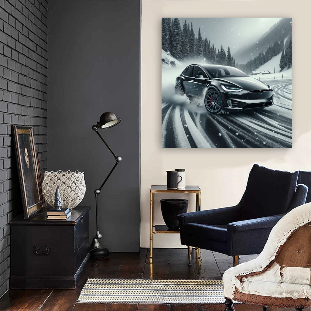 Tesla Model X Drift Wall Art