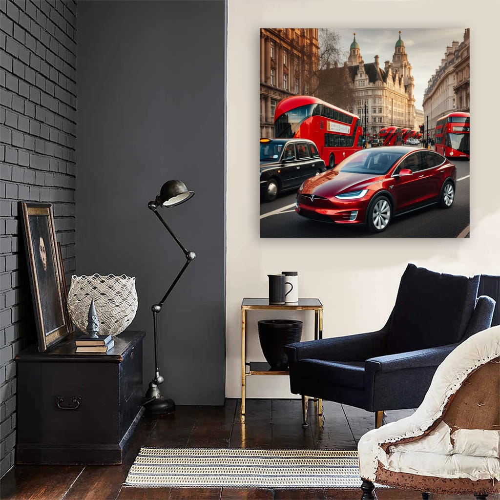 Tesla Model X Lond Wall Art