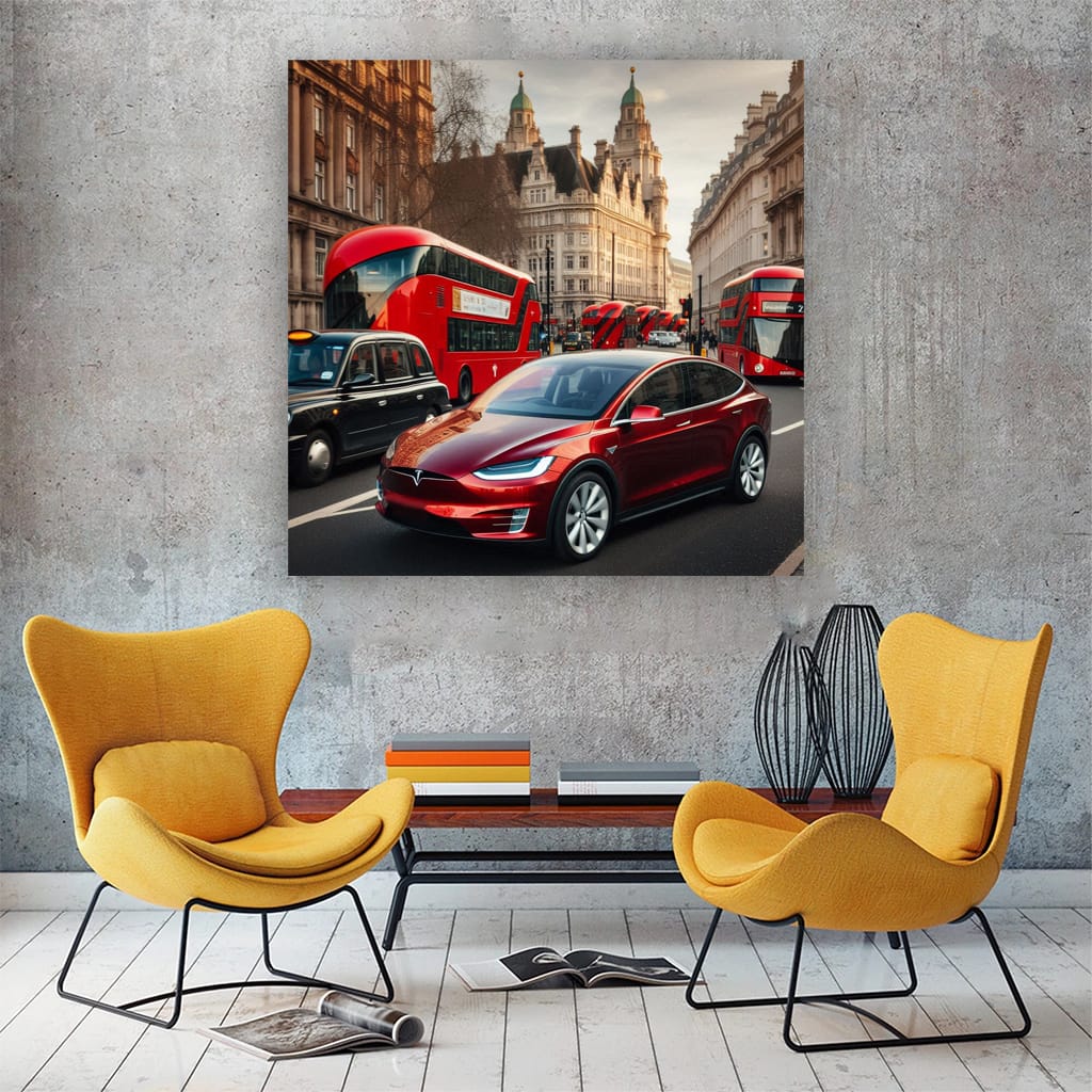 Tesla Model X Lond Wall Art