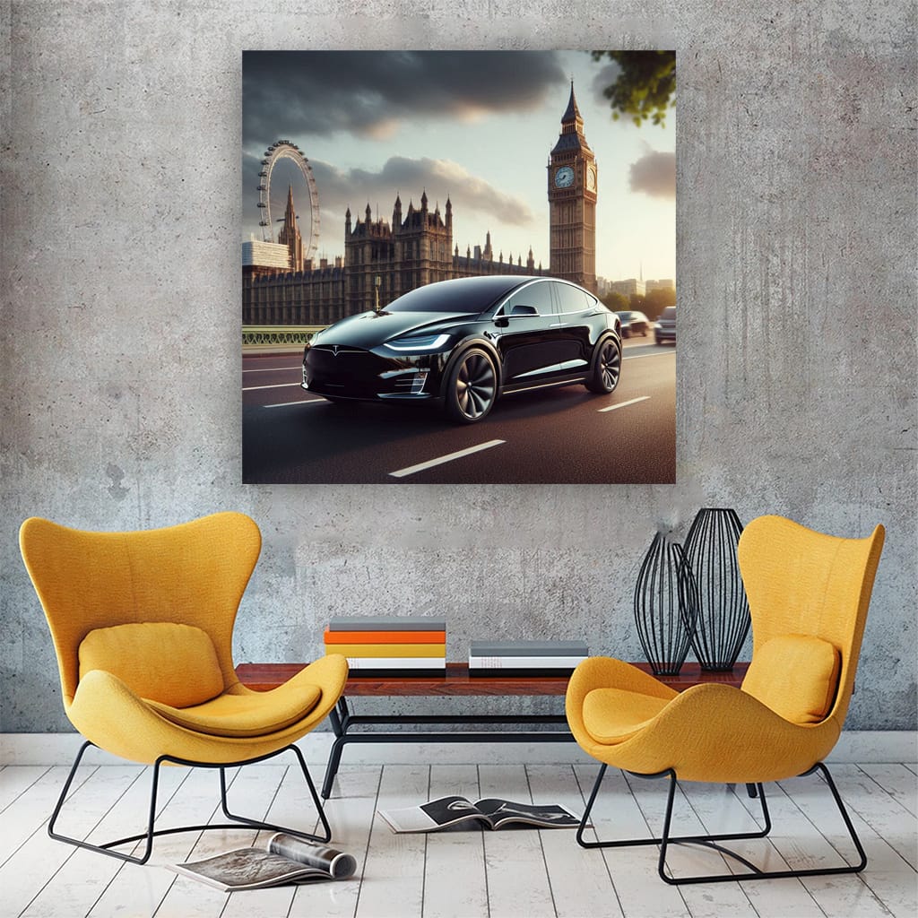 Tesla Model X London Wall Art