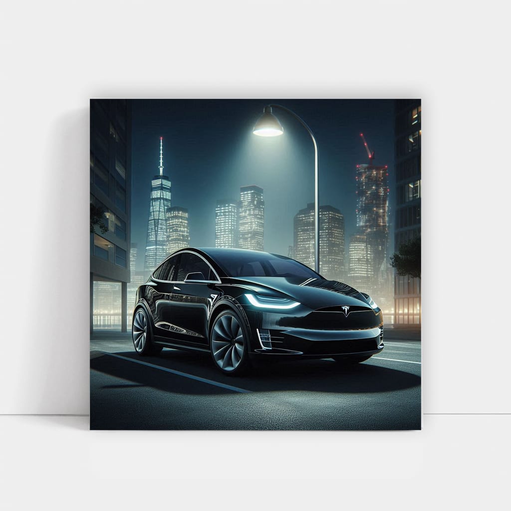 Tesla Model X at Night - Sleek, Powerful, Futuristic