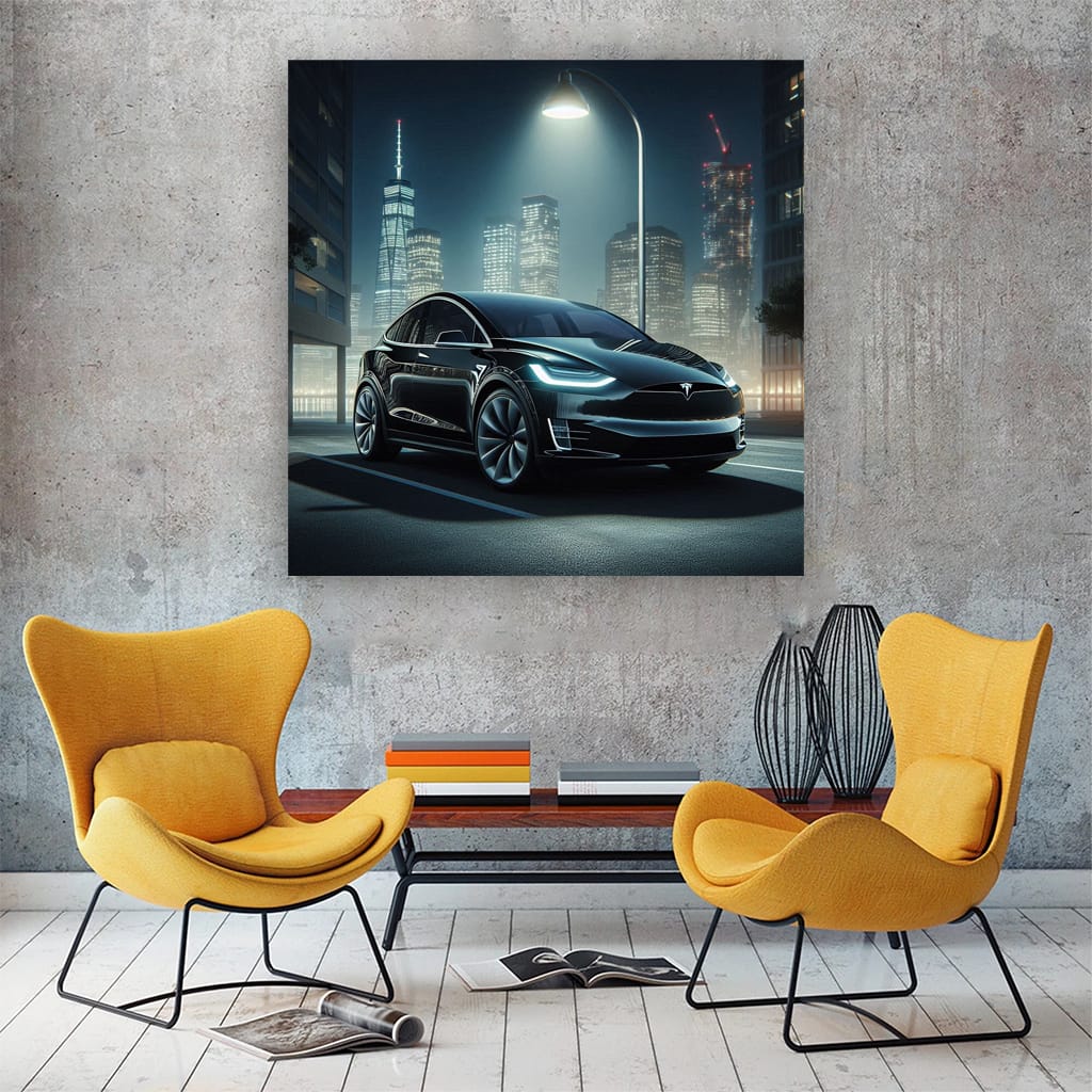 Tesla Model X at Night - Sleek, Powerful, Futuristic