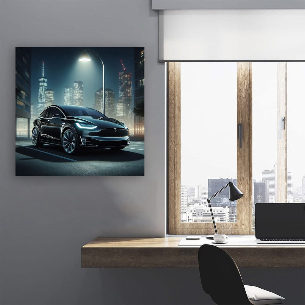 Tesla Model X at Night - Sleek, Powerful, Futuristic