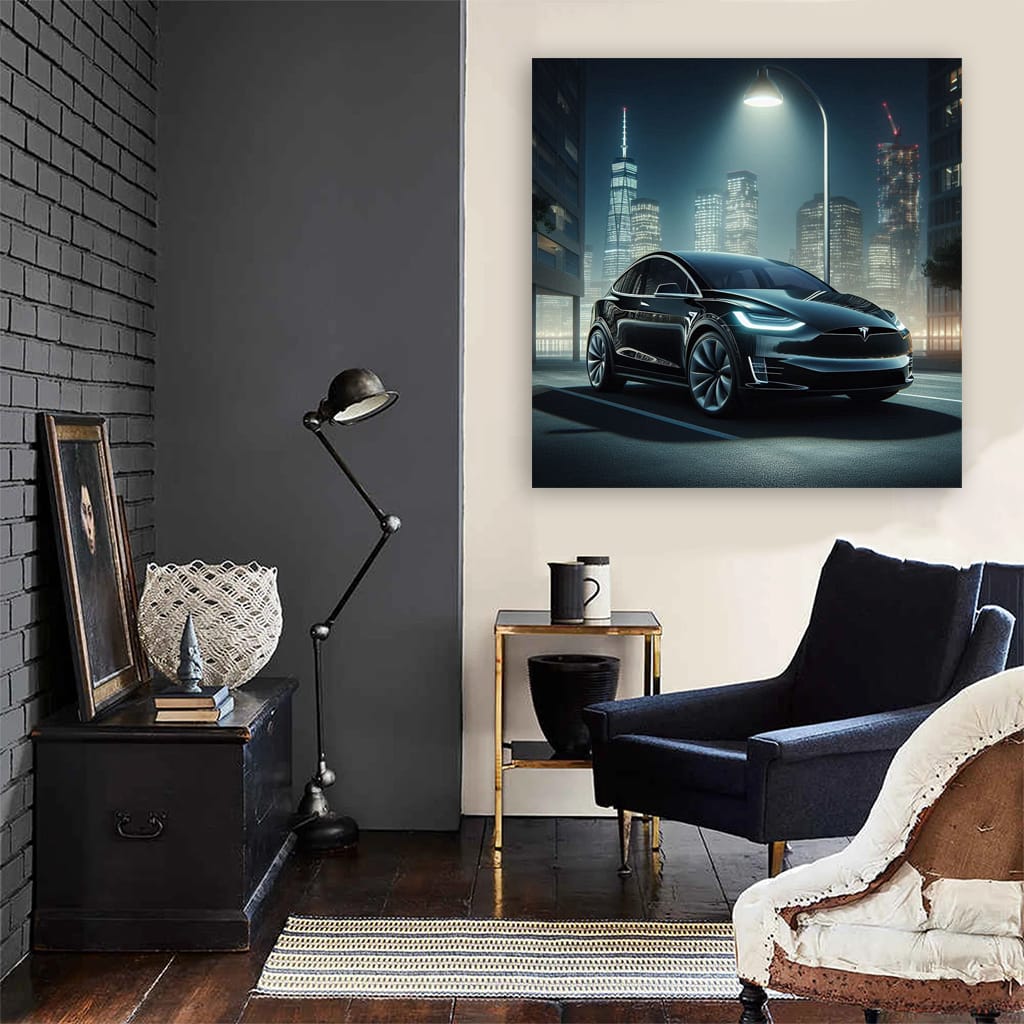 Tesla Model X at Night - Sleek, Powerful, Futuristic