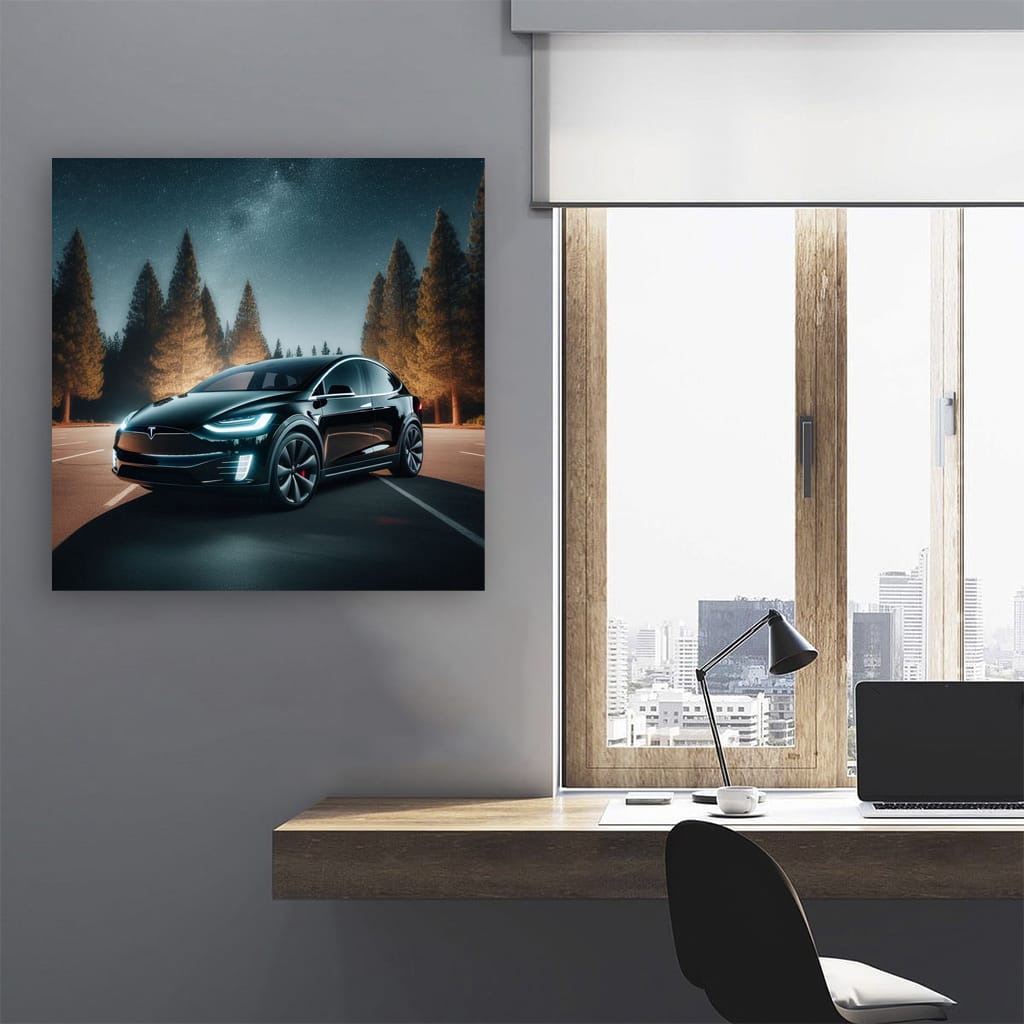 Tesla Model X Night Wall Art