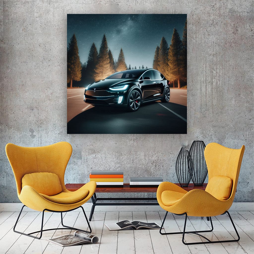 Tesla Model X Night Wall Art