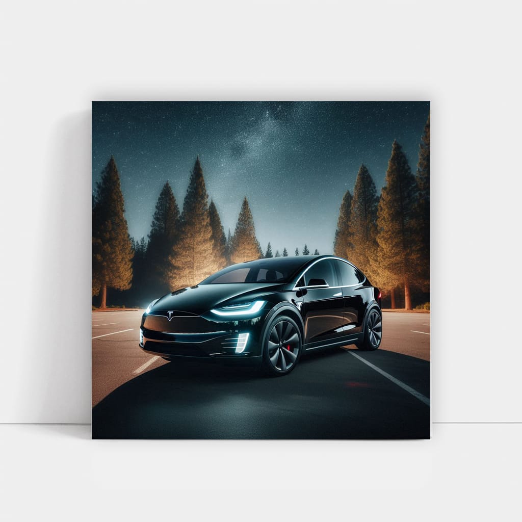 Tesla Model X Night Wall Art