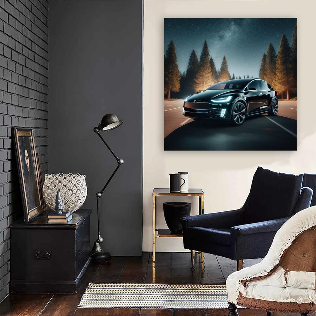 Tesla Model X Night Wall Art