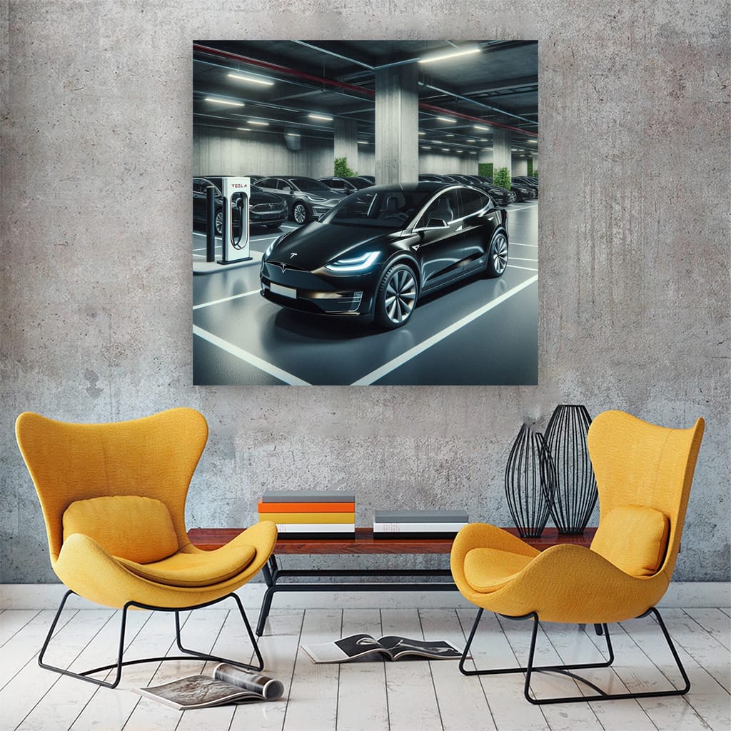 Tesla Model X Parking Wall Art