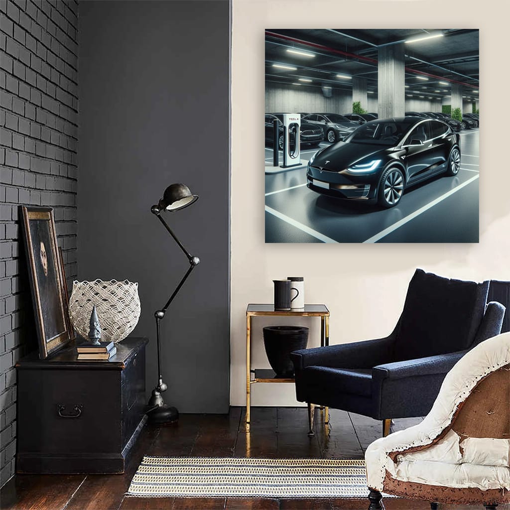 Tesla Model X Parking Wall Art