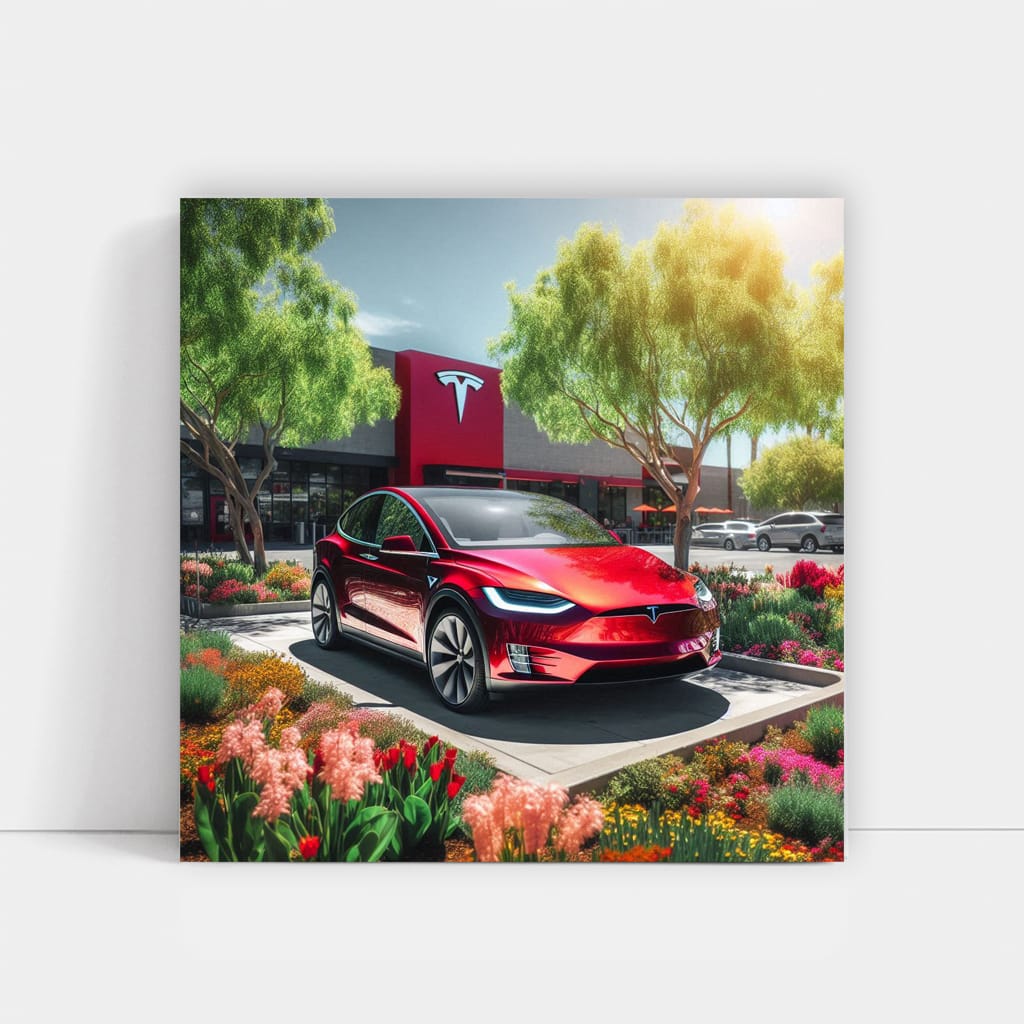 Tesla Model X Sunny Weath Wall Art