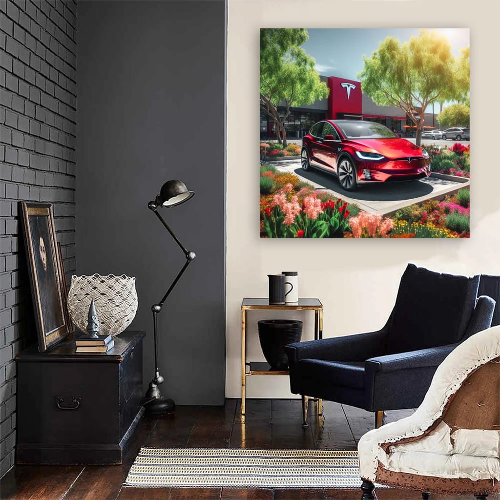 Tesla Model X Sunny Weath Wall Art