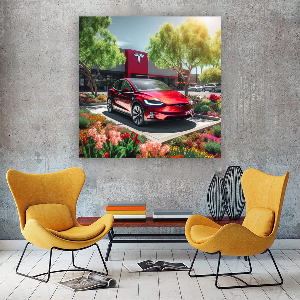 Tesla Model X Sunny Weath Wall Art