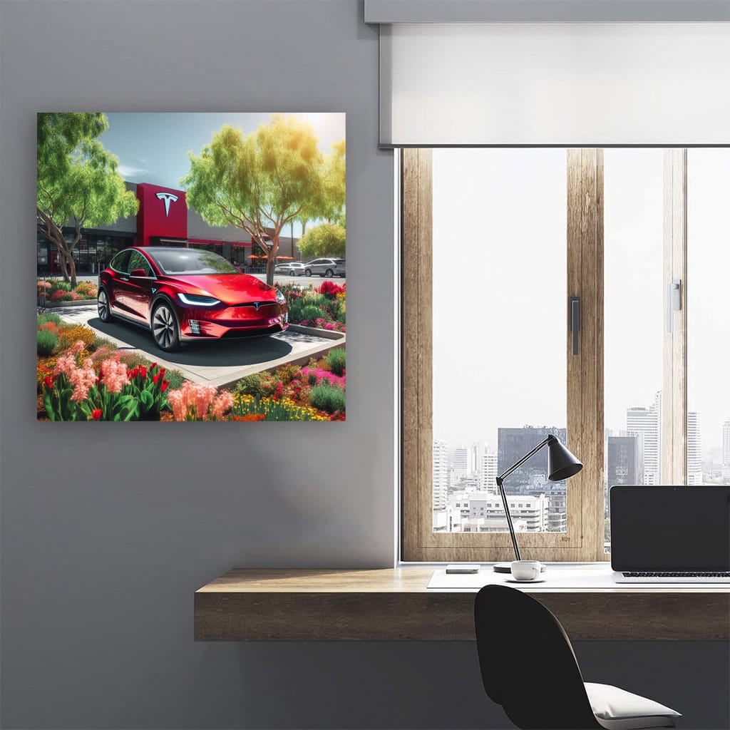 Tesla Model X Sunny Weath Wall Art