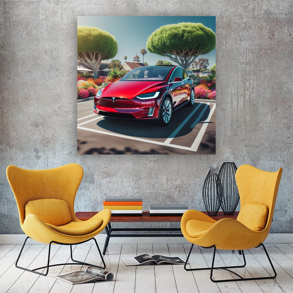 Tesla Model X Sunny Weather Wall Art