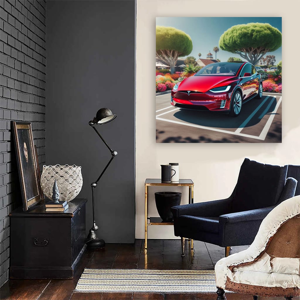 Tesla Model X Sunny Weather Wall Art