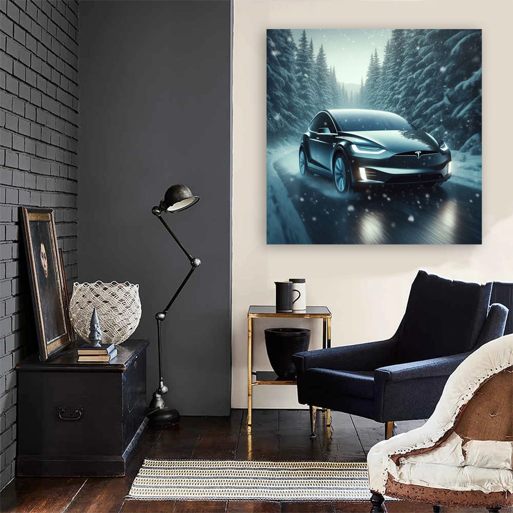 Tesla Model X Wint Wall Art