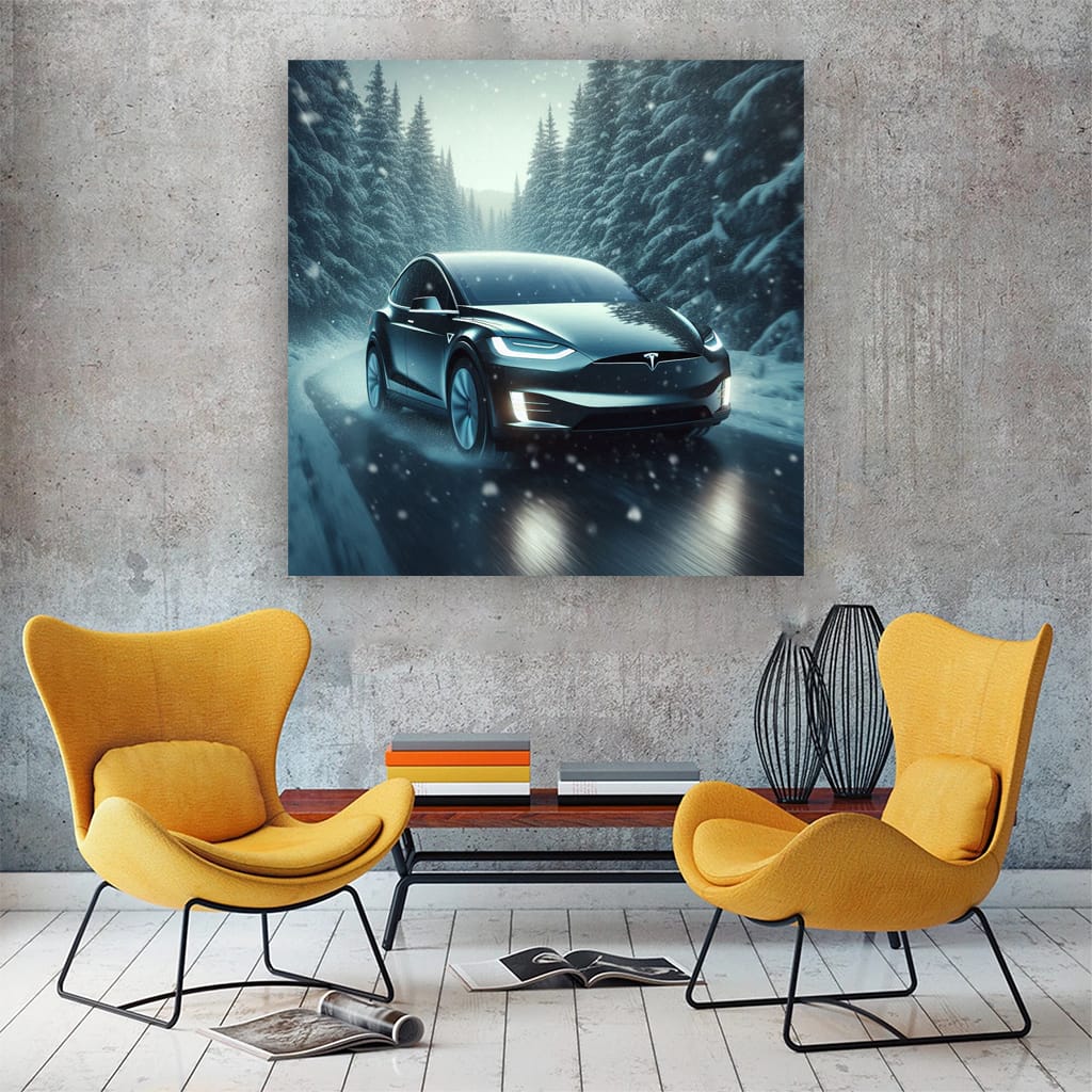 Tesla Model X Wint Wall Art