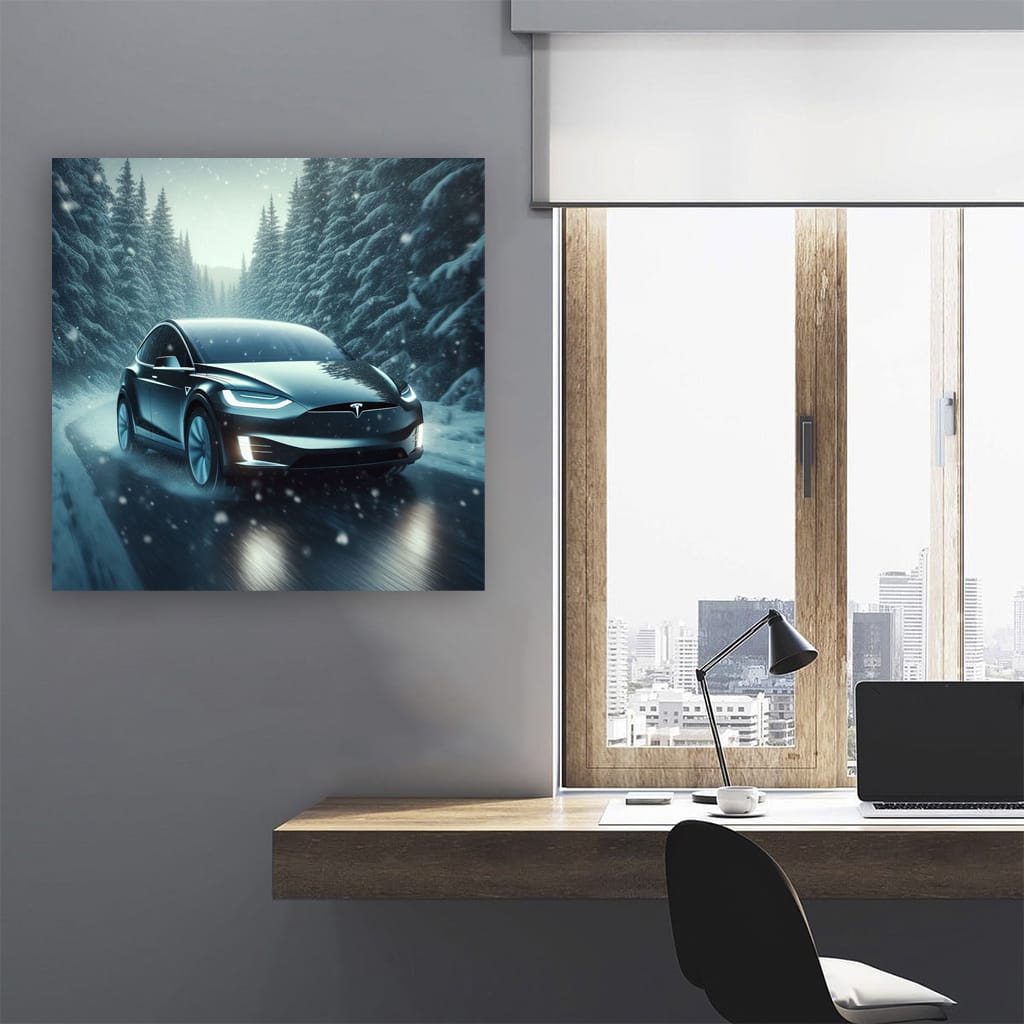 Tesla Model X Wint Wall Art