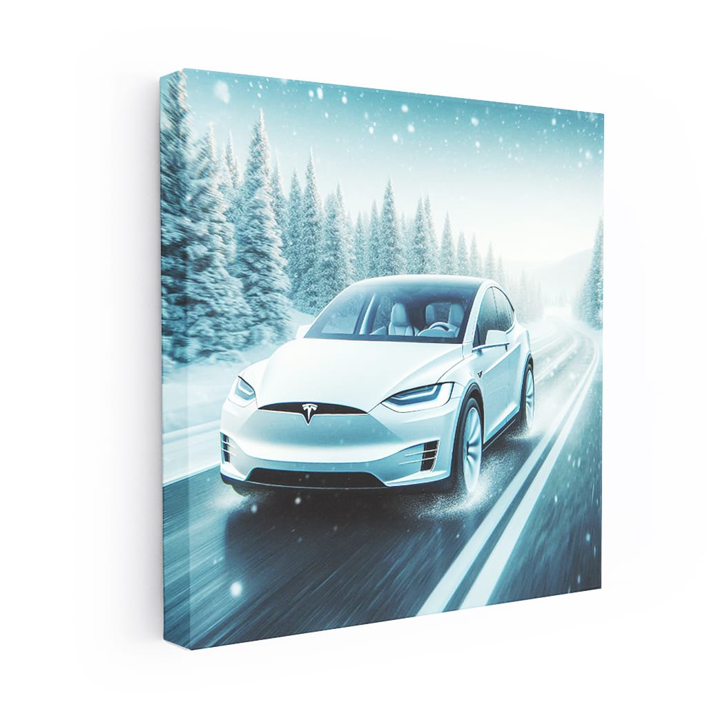 Tesla Model X Winter Wall Art