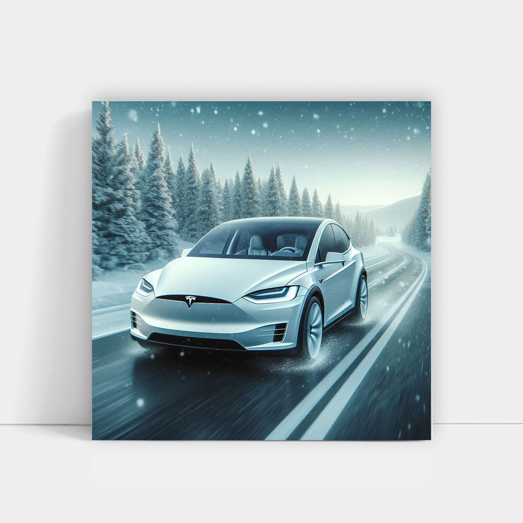 Tesla Model X Winter Wall Art