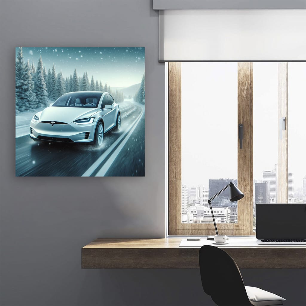 Tesla Model X Winter Wall Art