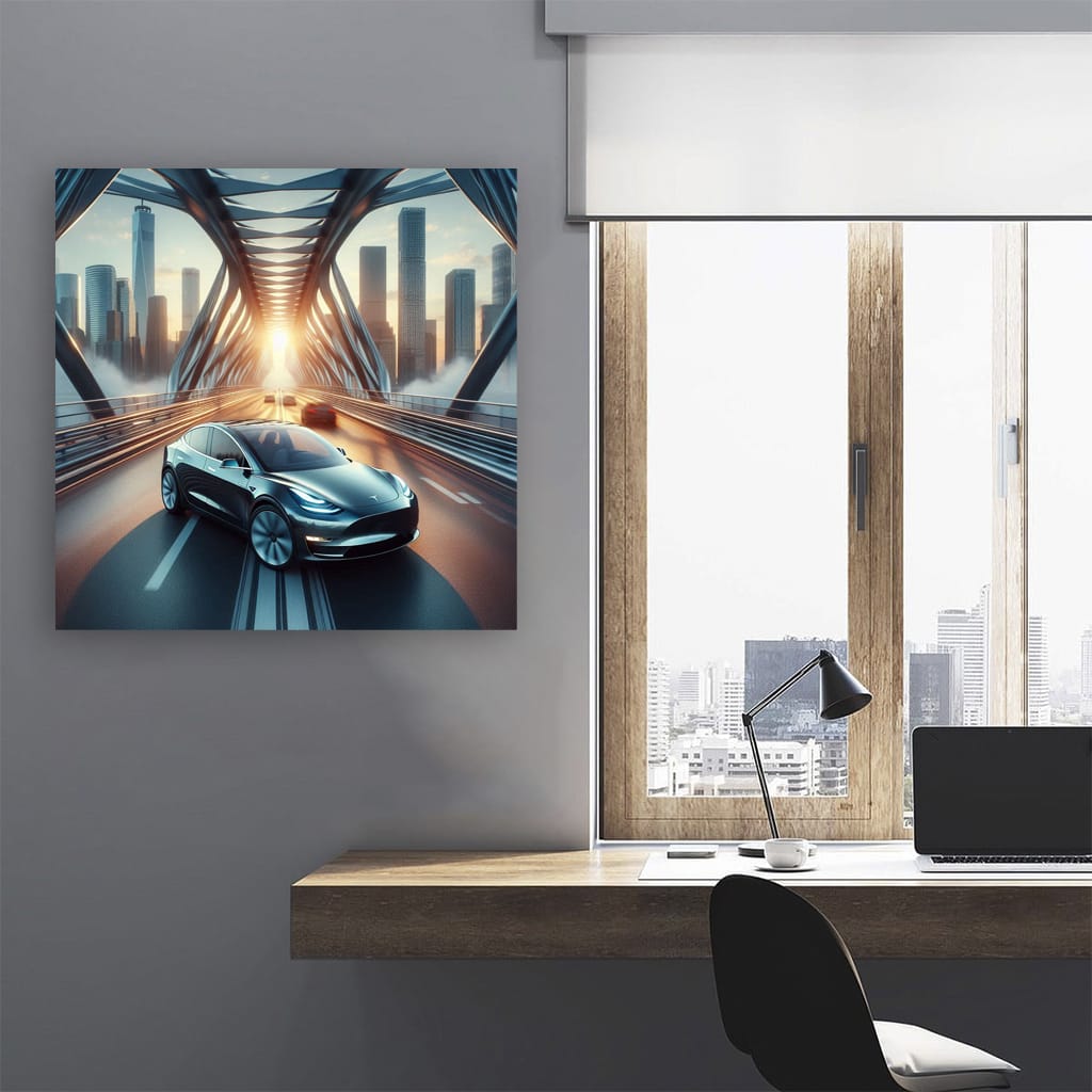 Tesla Model Y Bridge Wall Art