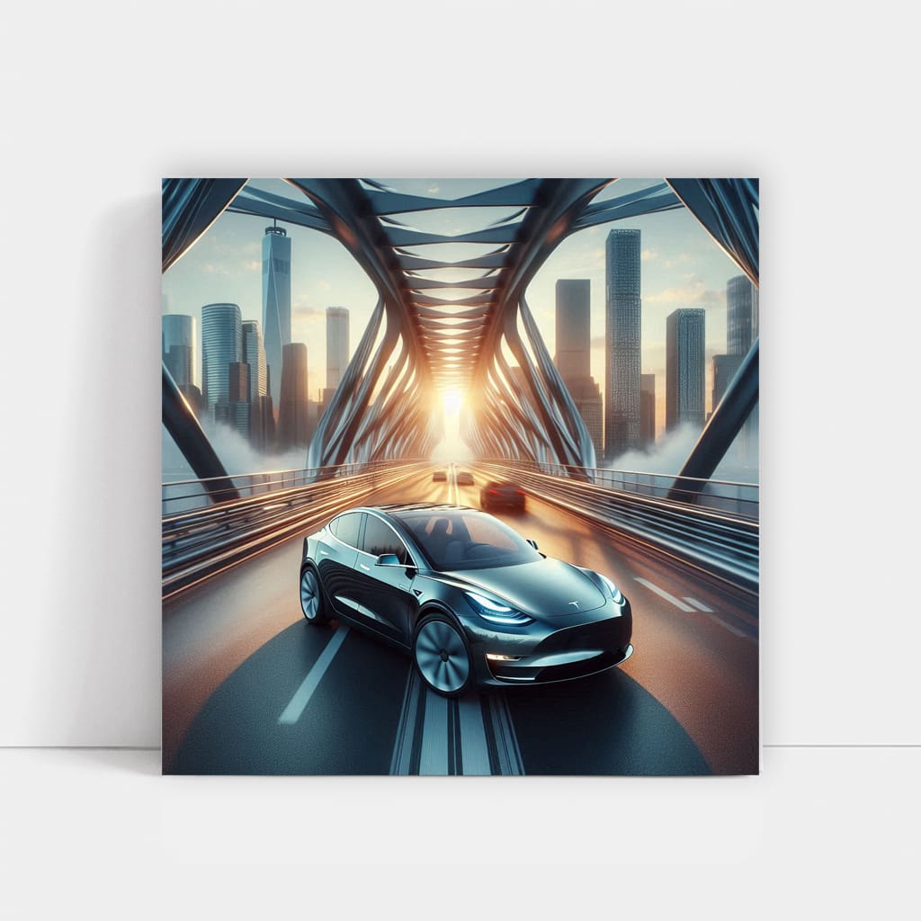 Tesla Model Y Bridge Wall Art