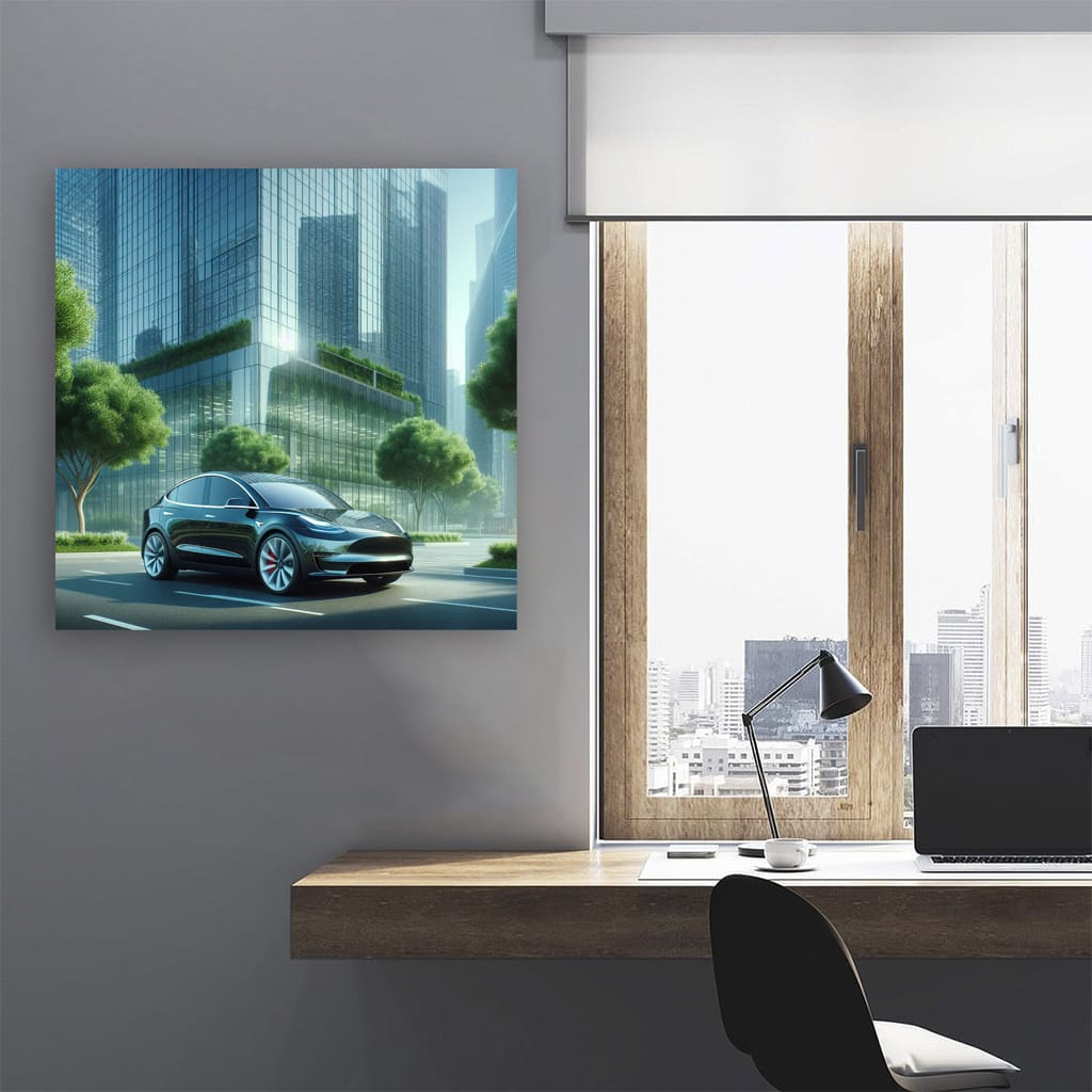 Tesla Model Y Buildi Wall Art