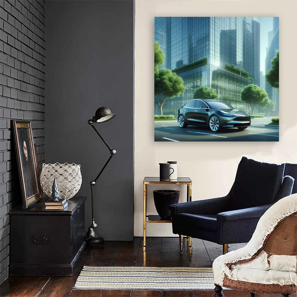 Tesla Model Y Buildi Wall Art