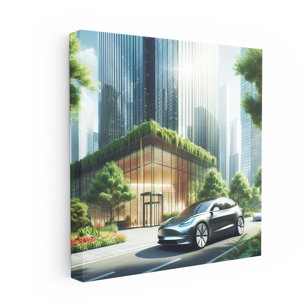 Tesla Model Y Building Wall Art