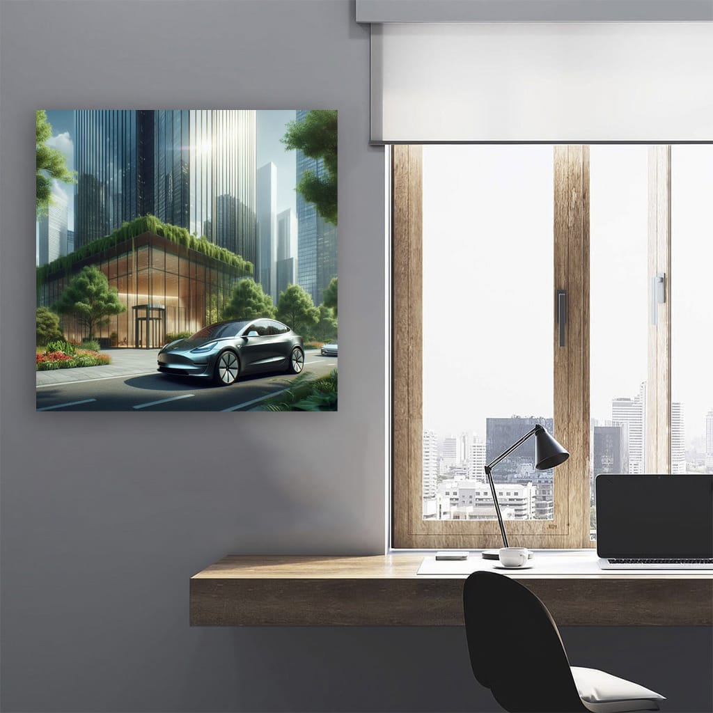 Tesla Model Y Building Wall Art