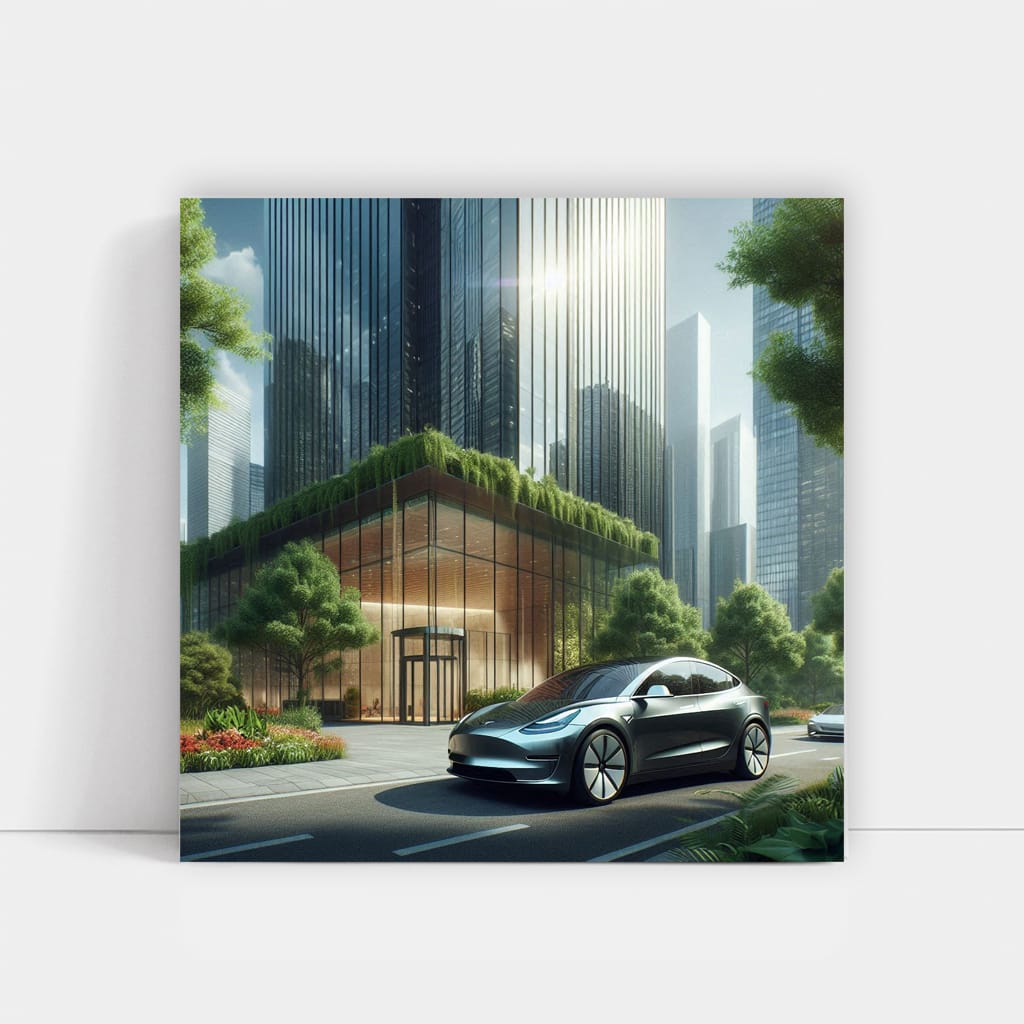 Tesla Model Y Building Wall Art