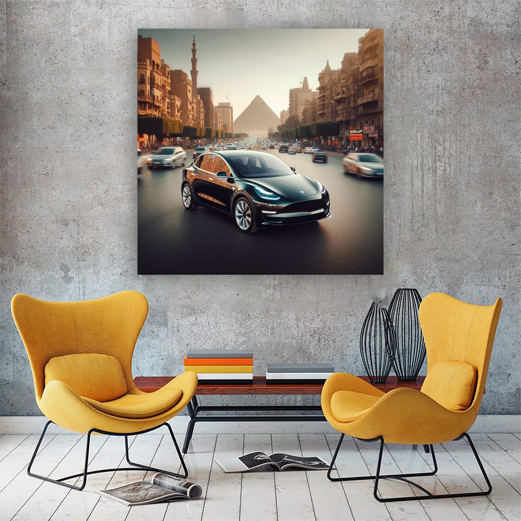 Tesla Model Y Egypt Wall Art