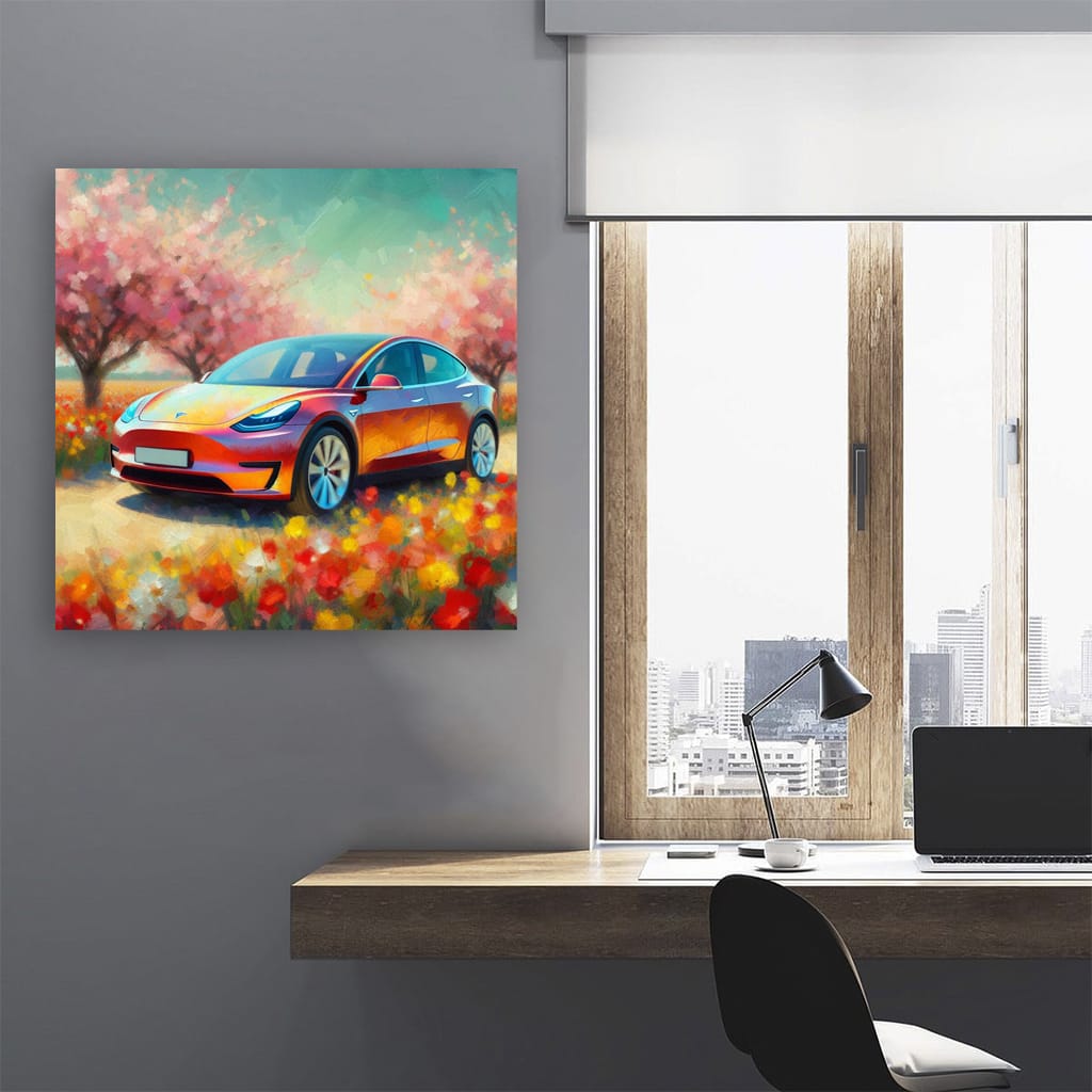 Tesla Model Y Impressionism Wall Art