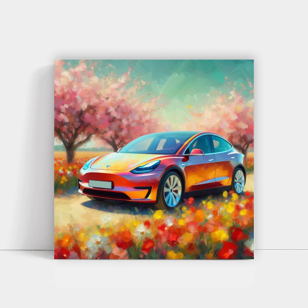 Tesla Model Y Impressionism Wall Art