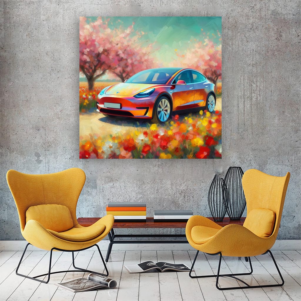 Tesla Model Y Impressionism Wall Art